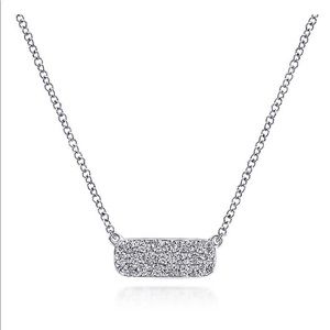 14K WhiteGold Rectangular Diamond Pendant Necklace